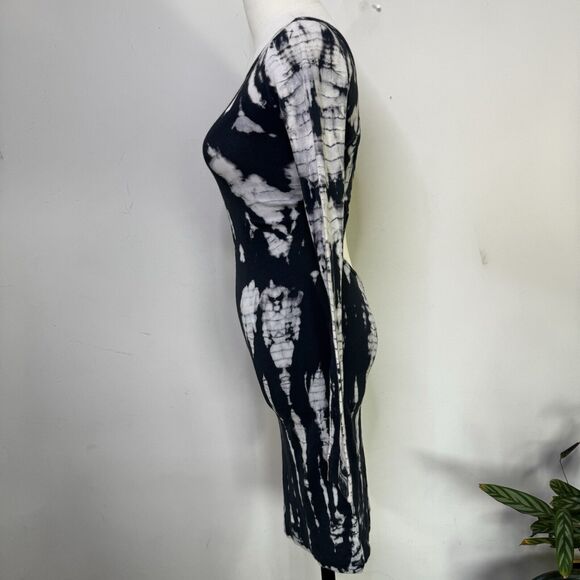 HARD TAIL Black Tie Dye Long Sleeve Bodycon Dress Midi Cutout Fairy Indie Y2K XS - Picture 5 of 6